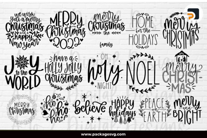 Christmas Ornament SVG Bundle, Round Ornament SVG PNG