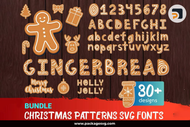 Christmas Patterns Fonts SVG Bundle, 30 Designs