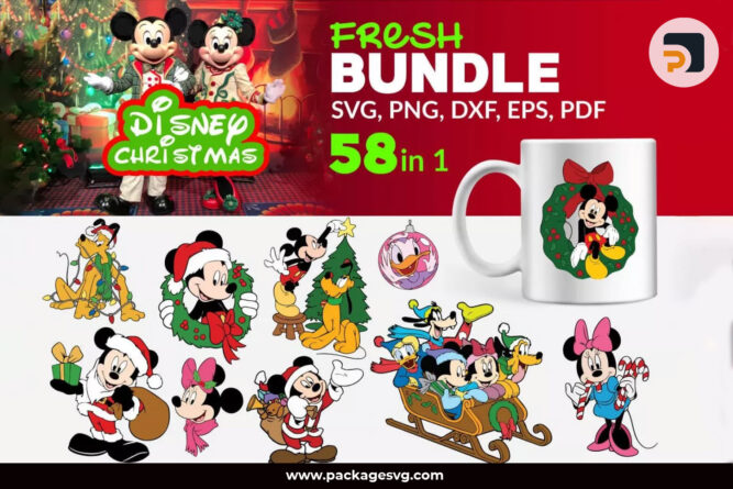 Disney Christmas SVG Bundle, 58 Designs