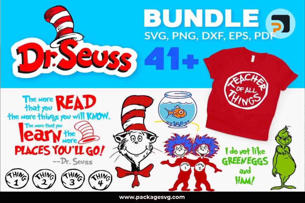 Dr. Seuss SVG Bundle, 41 Designs SVG PNG EPS DXF PDF