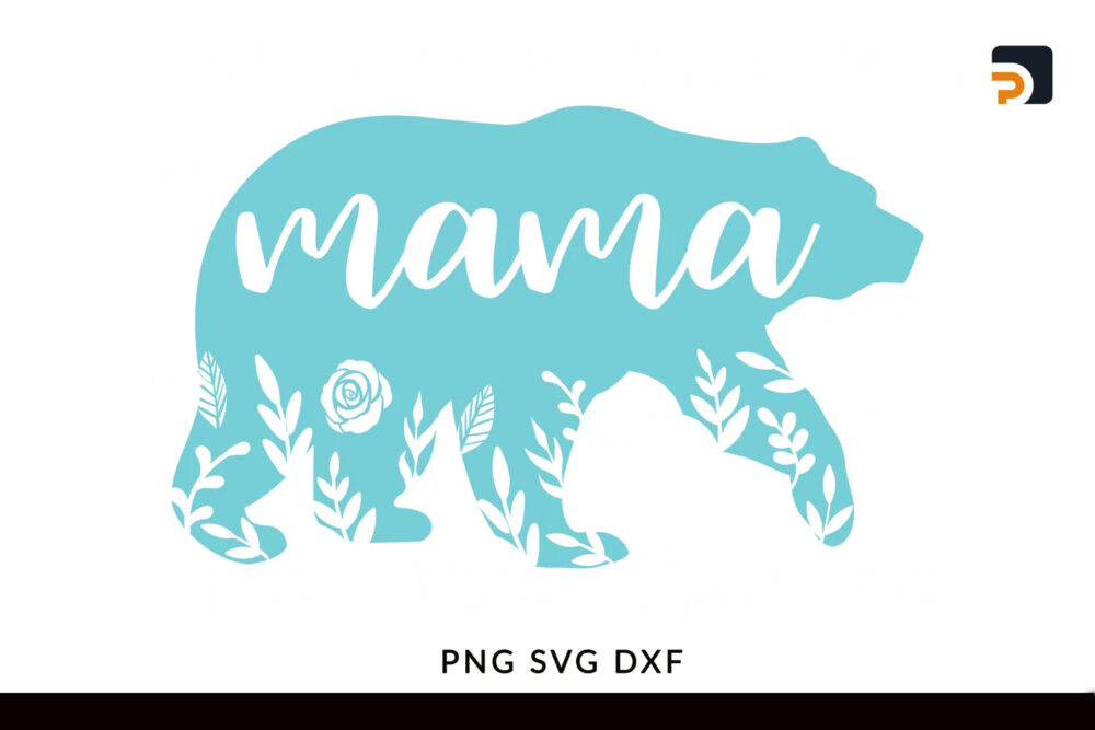 Floral Mama Bear SVG, Mom SVG PNG DXF