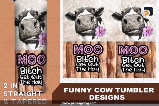 Funny Cow PNG, 20oz Skinny Tumbler Template