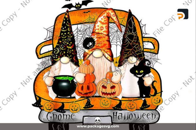 Gnome Witch Pumpkin PNG JPG, Halloween Shirt Design