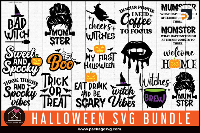 Halloween Bundle SVG PNG EPS DXF PDF, Halloween 16 Design Cut Files