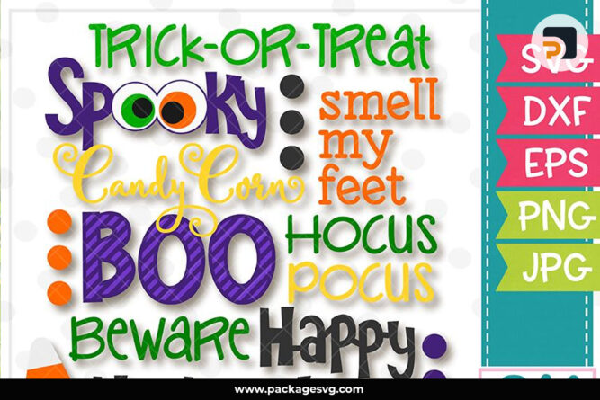 Halloween Words Design SVG DXF EPS PNG JPG, Printable Shirt and Bag