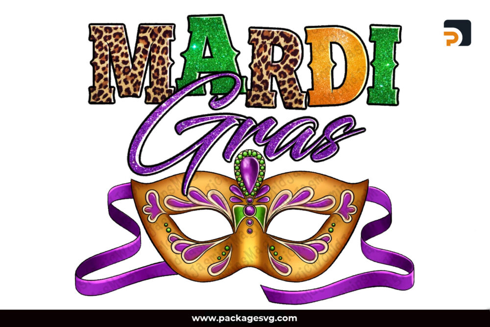 Happy Mardi Gras Carnival Mask PNG Sublimation Design