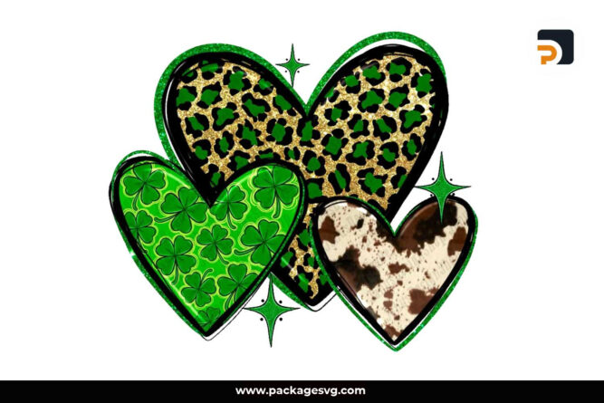 Leopard Cowhide Hearts PNG, St. Patrick’s Day Design