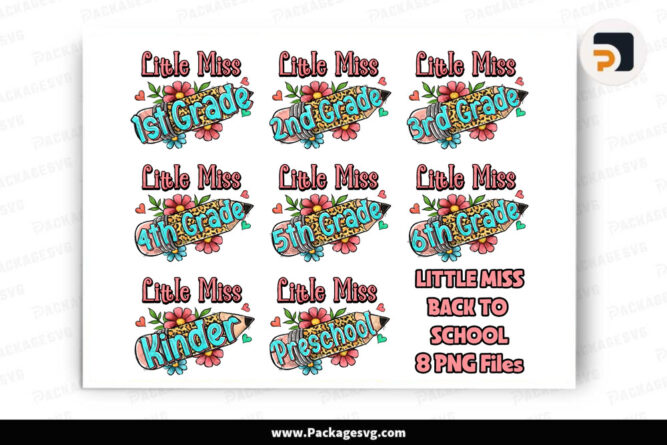 Little Miss Back to School PNG Bundle Digital Download LL3DD7NR