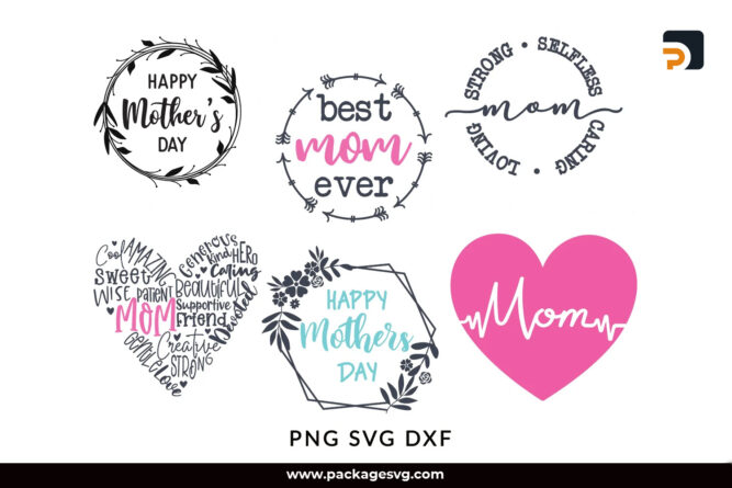 Mom Heart Frames SVG, Happy Mother's Day SVG