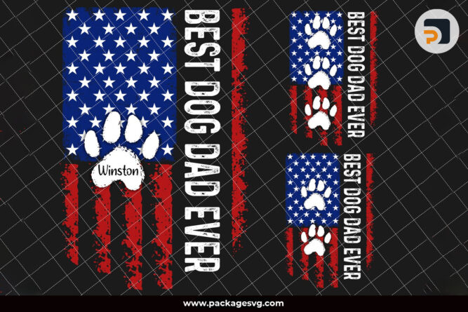 Personalized Best Dog Dad Ever PNG, USA Distressed Flag PNG