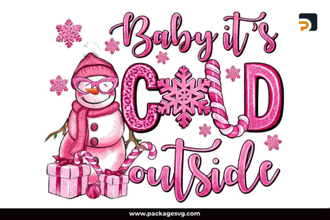 Pink Christmas Baby It's Cold Outside PNG Sublimation Design