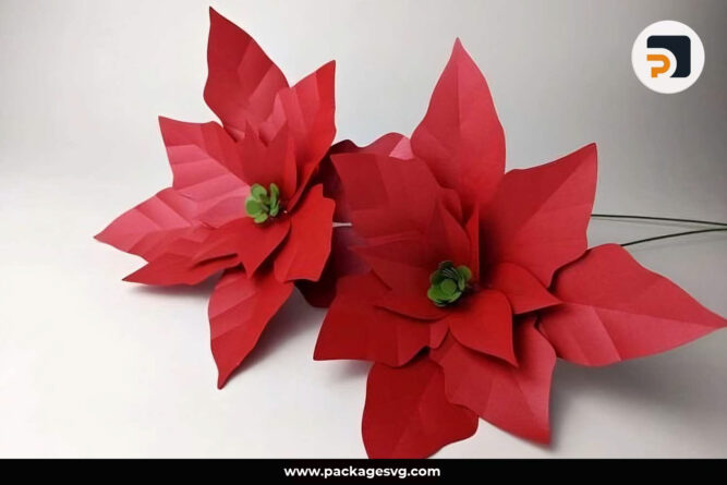 Poinsettia Flower Paper Templates, SVG File For Cricut