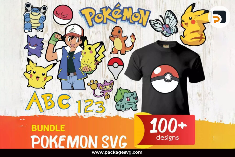 Pokemon SVG Bundle, 100+ Cartoon Designs