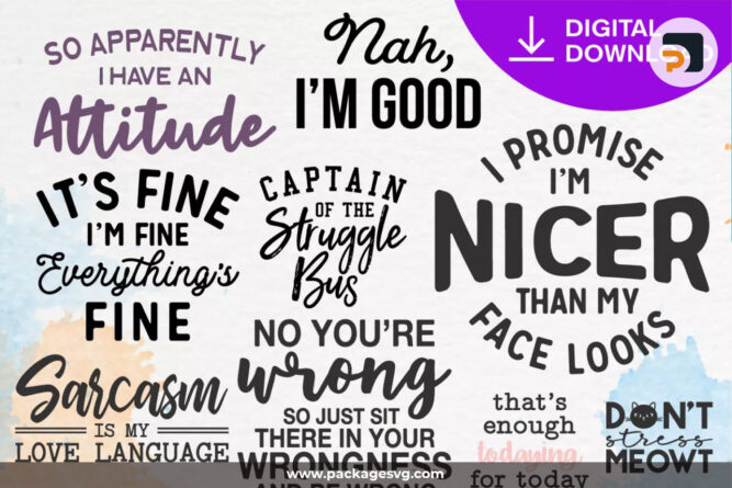 Sassy Quote SVG PNG EPS DXF, 80+ Designs