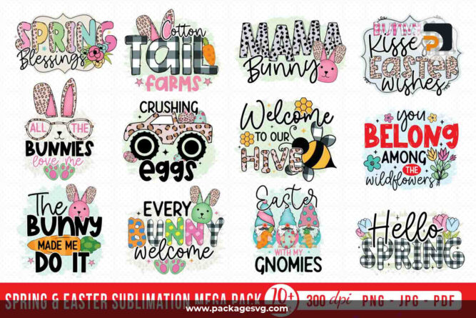 Spring and Easter Sublimation Mega Pack, 70 Designs PNG