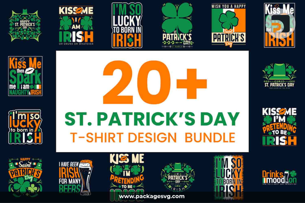 St. Patrick's Day T-Shirt Design Bundle, 24 Designs