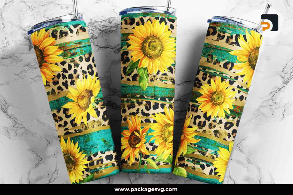 Sunflowers Rustic Leopard Sublimation PNG