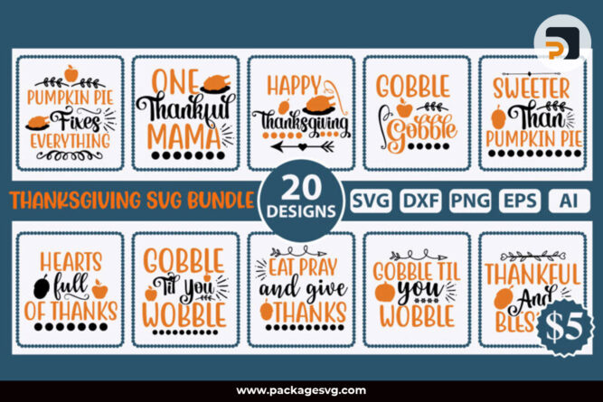 Thanksgiving Bundle 20 Designs SVG