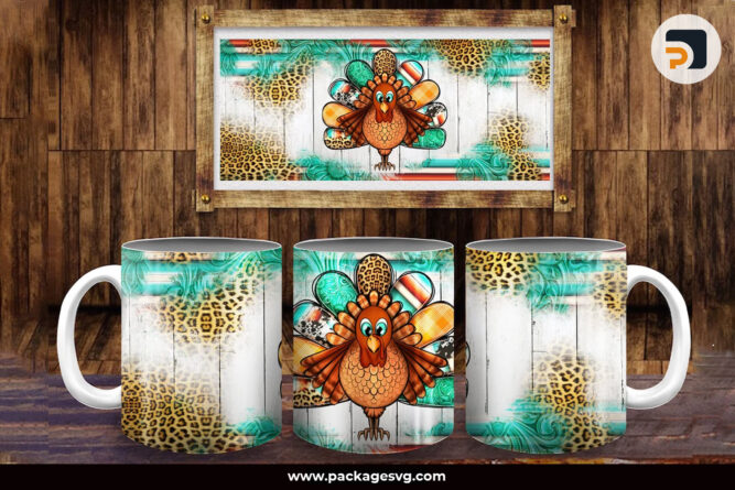 Thanksgiving Turkey PNG, 11oz and 15oz Mug PNG Sublimation Designs