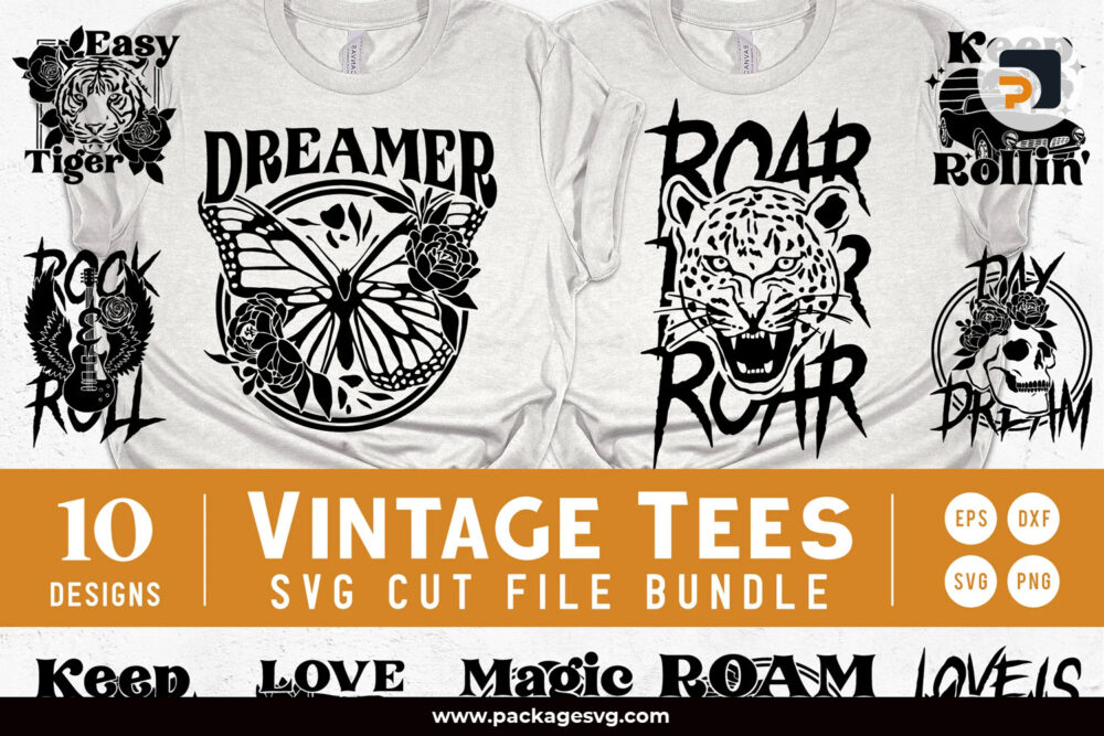 Vintage Tee Bundle SVG EPS PNG DXF