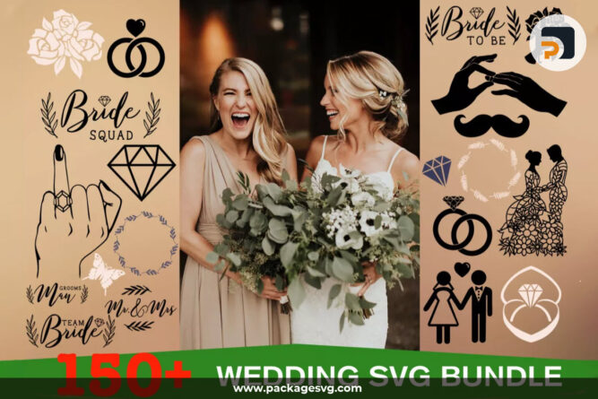 Wedding SVG Bundle, 150+ Designs SVG PNG DXF