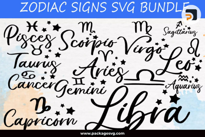 Zodiac Signs Bundle SVG, 80+ Designs Printable on T-shirt