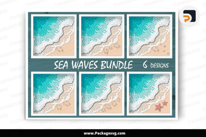 3D Beach Shadowbox SVG Bundle, Sea Template For Cricut LG97LCM7