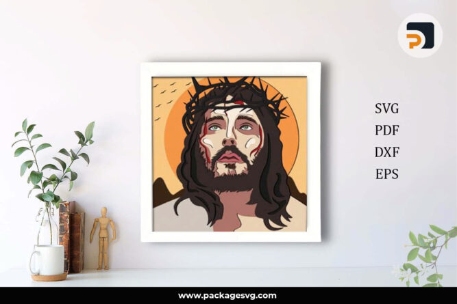 3D Jesus Shadowbox SVG, Christian Template For Cricut