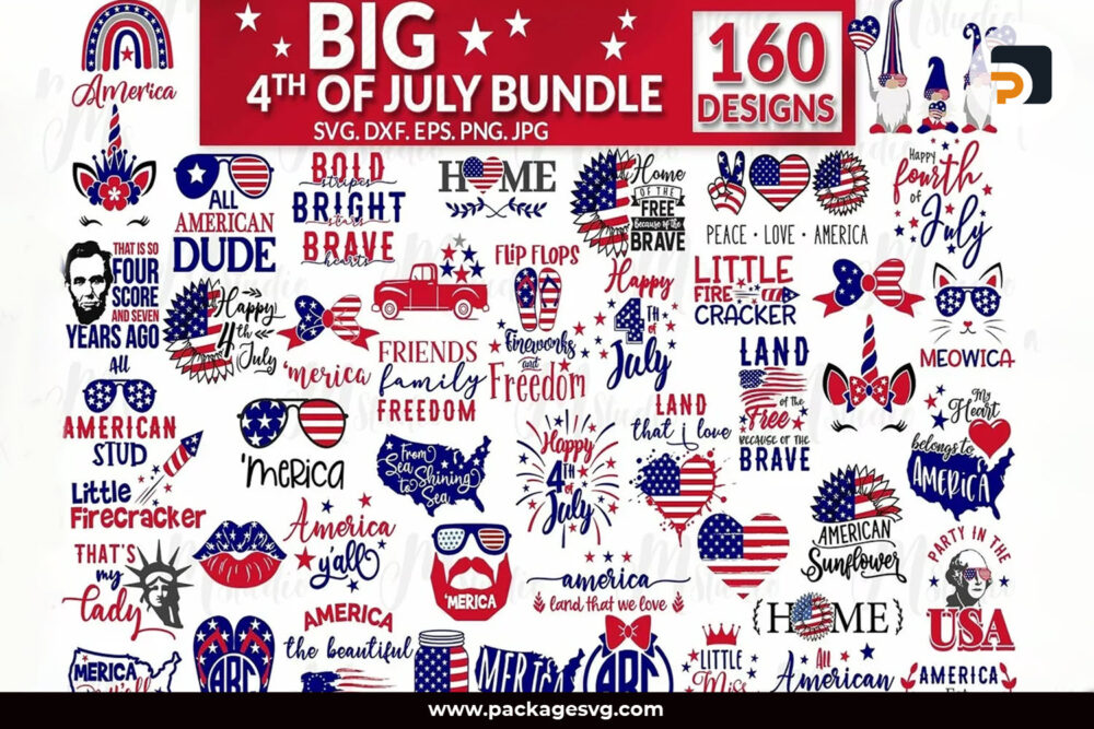 4th of July SVG Bundle, 160 America Designs