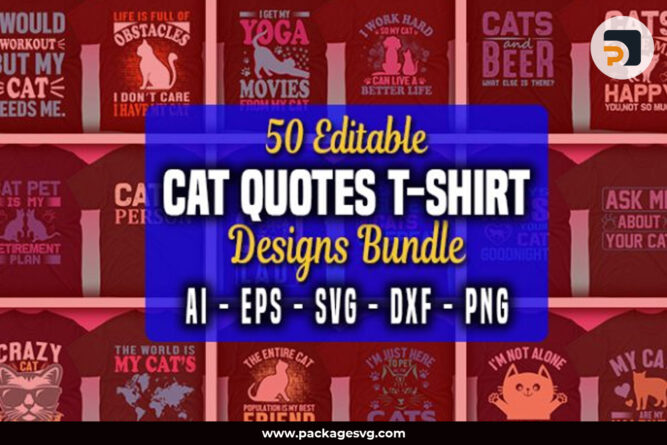 50 Cat Quotes Designs Bundle SVG