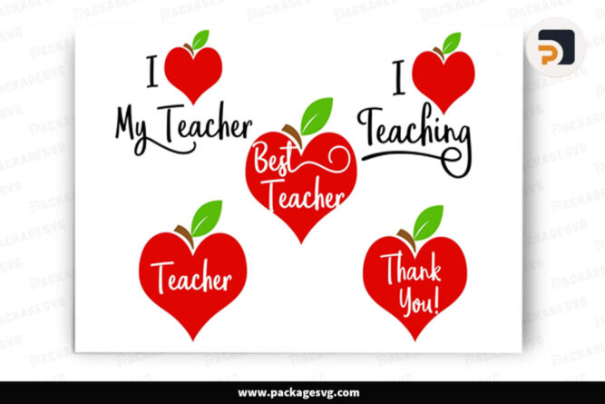 Apple Heart Teacher SVG PNG DXF EPS JPG Digital Download