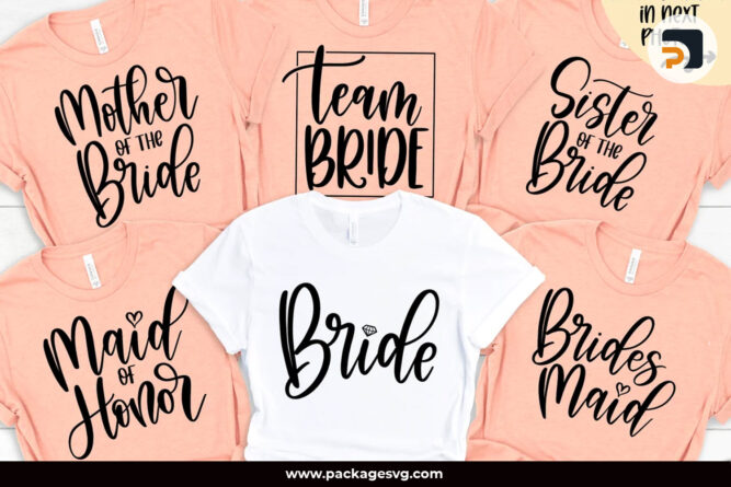 Bridal Party SVG Bundle, 10 Wedding Designs SVG PNG