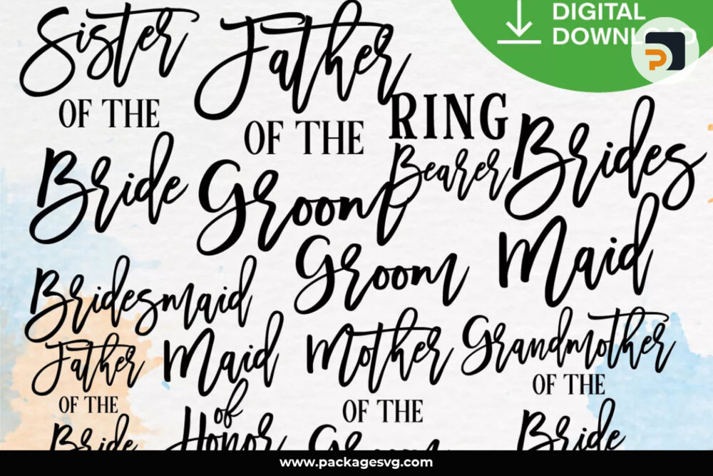 Bridal Party SVG Bundle, 60 Designs