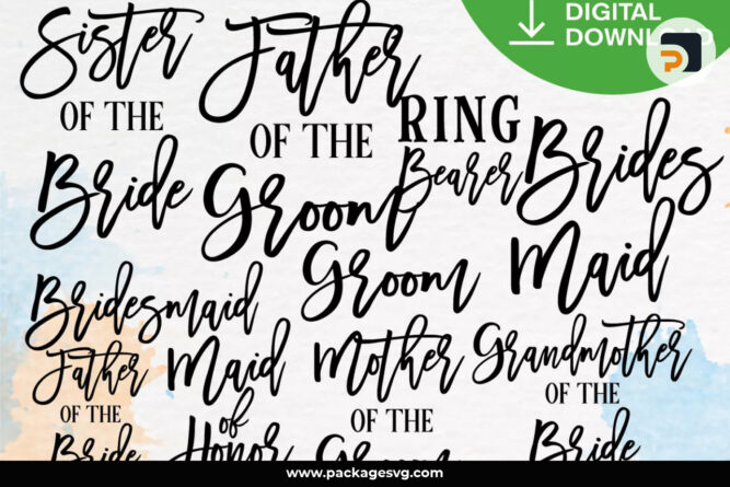 Bridal Party SVG Bundle, 60 Designs