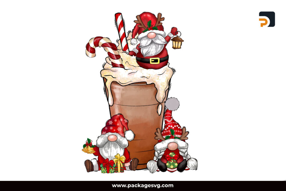 Christmas Coffee Gnome PNG Sublimation Design