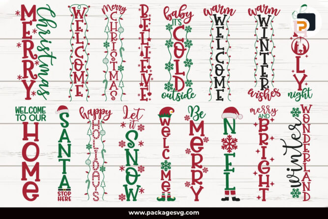 Christmas Porch Signs SVG Bundle, 17 Christian Designs