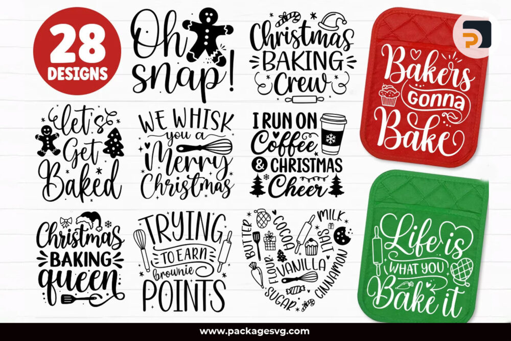 Christmas Pot Holder SVG Bundle, 28 Christmas Designs