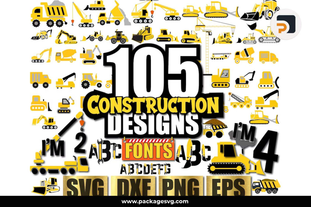 Construction SVG Bundle, 105 SVG Files For Cricut and Silhouette