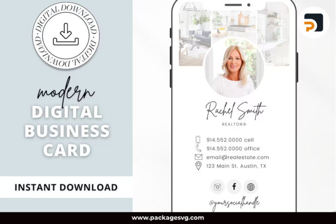 Digital Business Card Canva Template, Real Estate Business Card