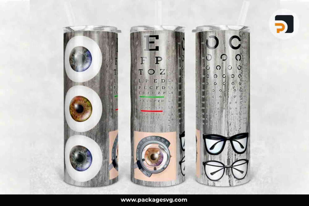 Eye Doctor Dr Optometry Chart Balls Glasses, 20oz Skinny Tumbler Template