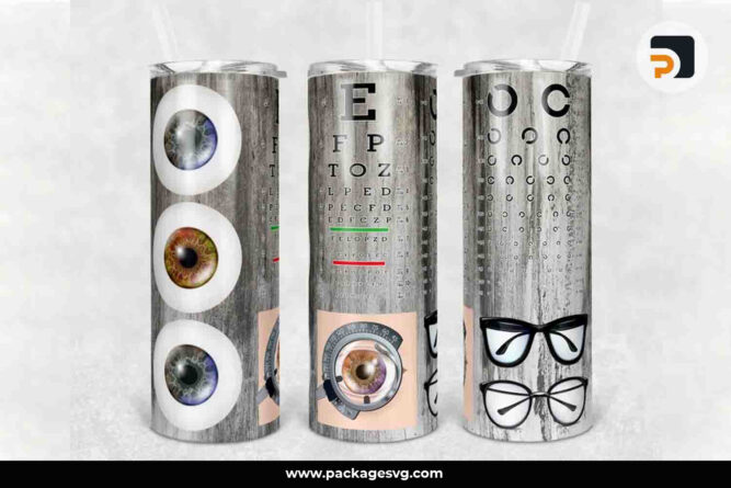 Eye Doctor Dr Optometry Chart Balls Glasses, 20oz Skinny Tumbler Template