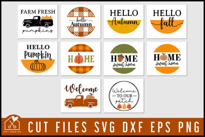 Fall Round Porch Signs Bundle SVG