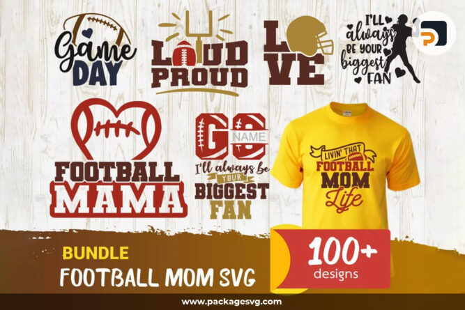 Football Mom SVG Bundle, 100+ Designs