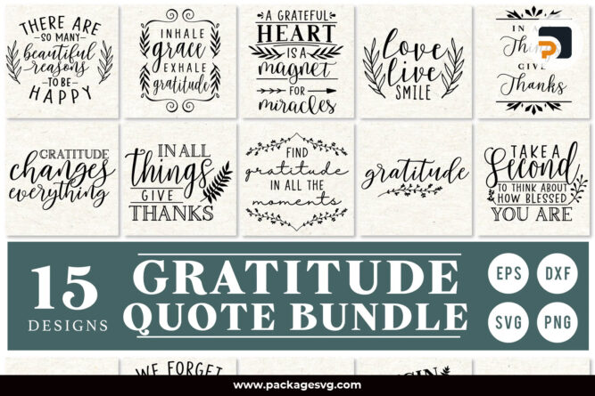 Gratitude Quotes Bundle SVG