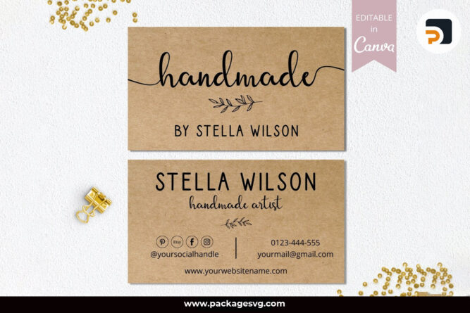 Handmade Business Card Canva Template, Rustic Business Card Editable