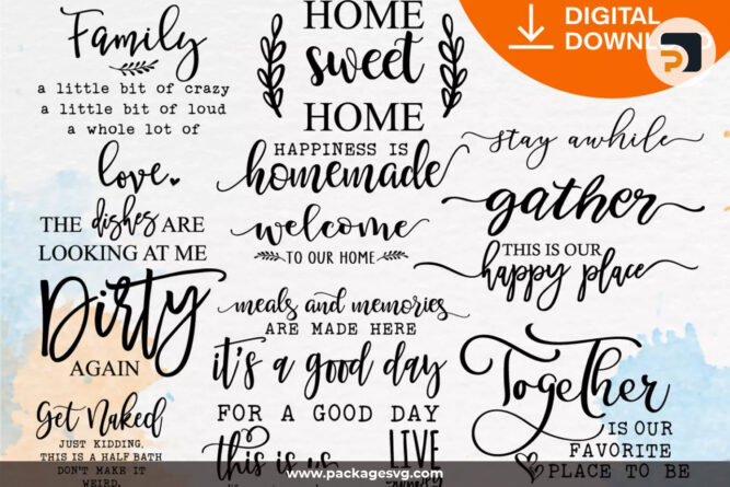 Home Quotes SVG Bundle, 40 Designs SVG PNG DXF