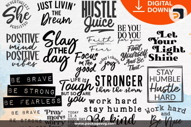 Inspirational Quotes SVG Bundle, 100 Designs SVG