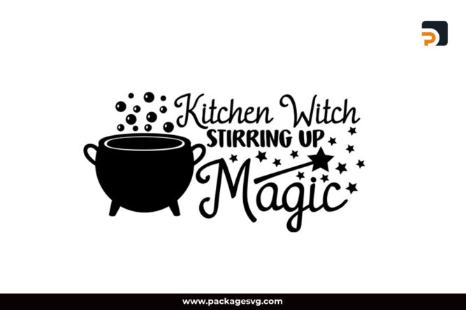 Kitchen Witch Stirring Up Magic SVG