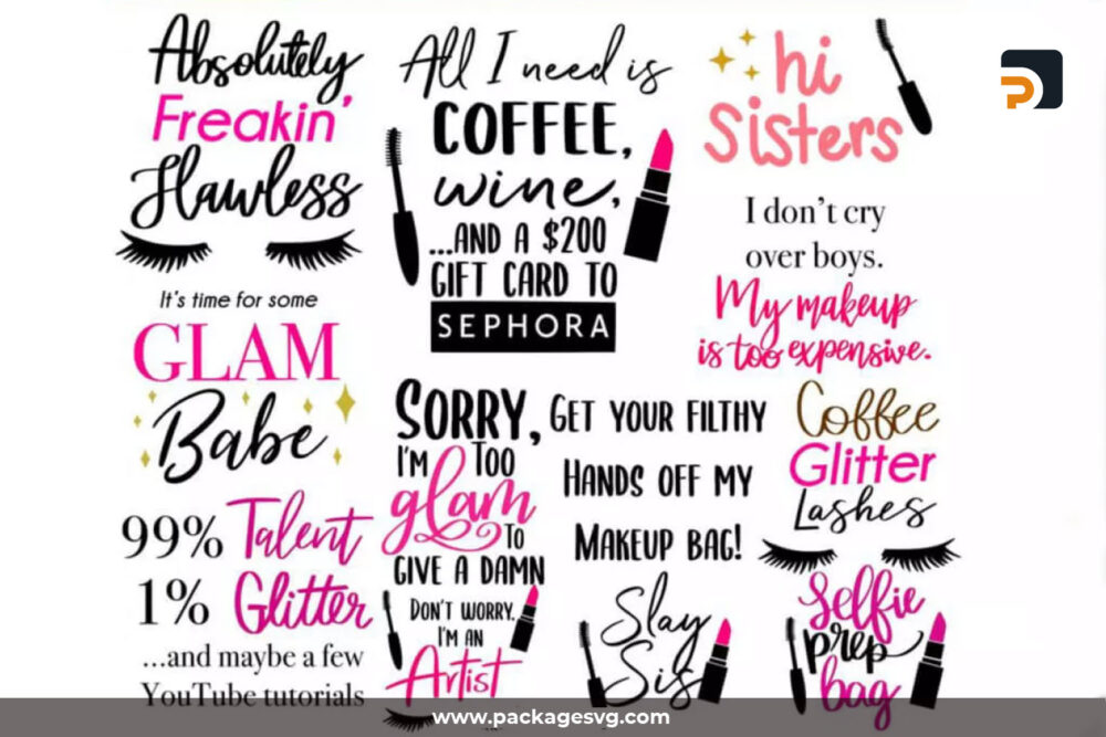 Makeup Quotes SVG Mega Bundle, 50 Files