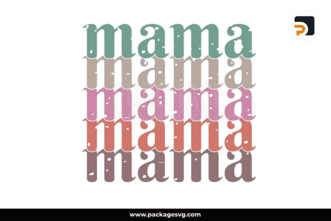 Mama Boho Distressed Stacked SVG, Mother T-Shirt Design